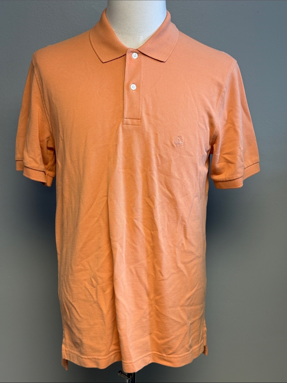 Brooks Brothers Performance Polo Shirt Peach Orange Slim Fit Large 100% Cotton
